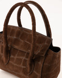 FLORENCE // suede croco bag bruin