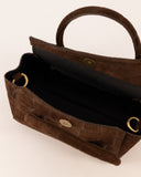 FLORENCE // suede croco bag bruin