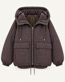 HANNAH // glitter puffer jacket bruin