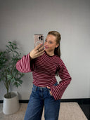 LUCKY // streep longsleeve roze/bordeaux