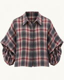 LOISA // check blouse burgundy/grijs