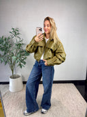 JAELI // Ambika PU-leather jacket olijf