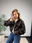 JAELI // Ambika PU-leather jacket bruin