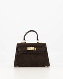 GRACE // teatro suede bag donkerbruin