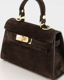 GRACE // teatro suede bag donkerbruin