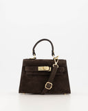 GRACE // teatro suede bag donkerbruin