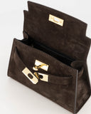GRACE // teatro suede bag donkerbruin