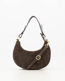 GWYNETH // teatro suede bag donkerbruin