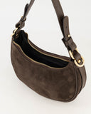 GWYNETH // teatro suede bag donkerbruin