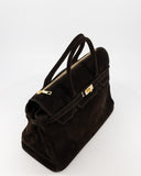 BIRDIE // teatro suede bag donkerbruin