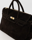 BIRDIE // teatro suede bag donkerbruin
