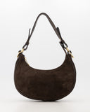 GWYNETH // teatro suede bag donkerbruin