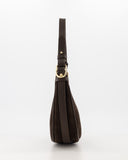 GWYNETH // teatro suede bag donkerbruin