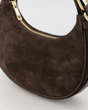 GWYNETH // teatro suede bag donkerbruin