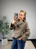 ALLY // check blouse taupe
