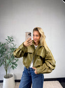 JAELI // Ambika PU-leather jacket olijf