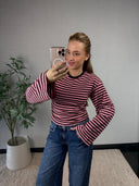 LUCKY // streep longsleeve roze/bruin
