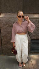 CARMEN // check blouse burgundy