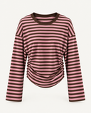 LUCKY // streep longsleeve roze/bruin