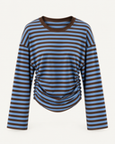 LUCKY // streep longsleeve bruin/lichtblauw