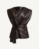 AMRA // Ambika pu leather top met strik
