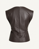 AMRA // Ambika pu leather top met strik