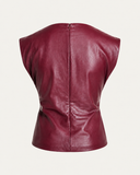 AMRA // Ambika pu leather top met strik