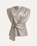 AMRA // Ambika pu leather top met strik