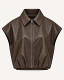 ALIES // ambika pu leather gilet bruin