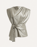 AMRA // Ambika pu leather top met strik