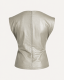 AMRA // Ambika pu leather top met strik