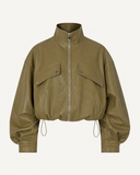 JAELI // Ambika PU-leather jacket olijf