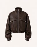 JAELI // Ambika PU-leather jacket bruin