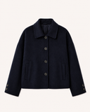 LOUIS // Luxury wool blend short coat donkerblauw