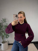 LUCKY // streep longsleeve bordeaux/navy