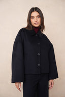 LOUIS // Luxury wool blend short coat donkerblauw