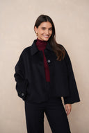 LOUIS // Luxury wool blend short coat donkerblauw