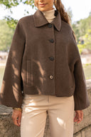 LOUIS // Luxury wool blend short coat mocca