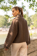 LOUIS // Luxury wool blend short coat mocca