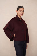 LOUIS // Luxury wool blend short coat bordeaux
