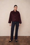 LOUIS // Luxury wool blend short coat bordeaux