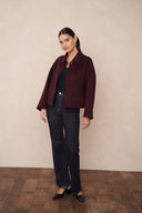 LOUIS // Luxury wool blend short coat bordeaux