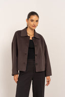 LOUIS // Luxury wool blend short coat bruin