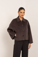 LOUIS // Luxury wool blend short coat bruin