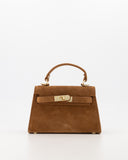 GRACE // teatro suede bag cognac