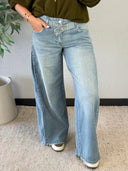 EVEY // Queen Hearts crossover wide leg jeans