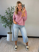 ROSIE // streep longsleeve roze