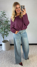 LIVIA // off shoulder soft knit plum