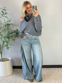 LIVIA // off shoulder soft knit grijs
