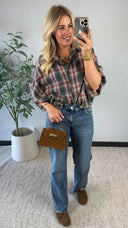 SANNY // check blouse grijs